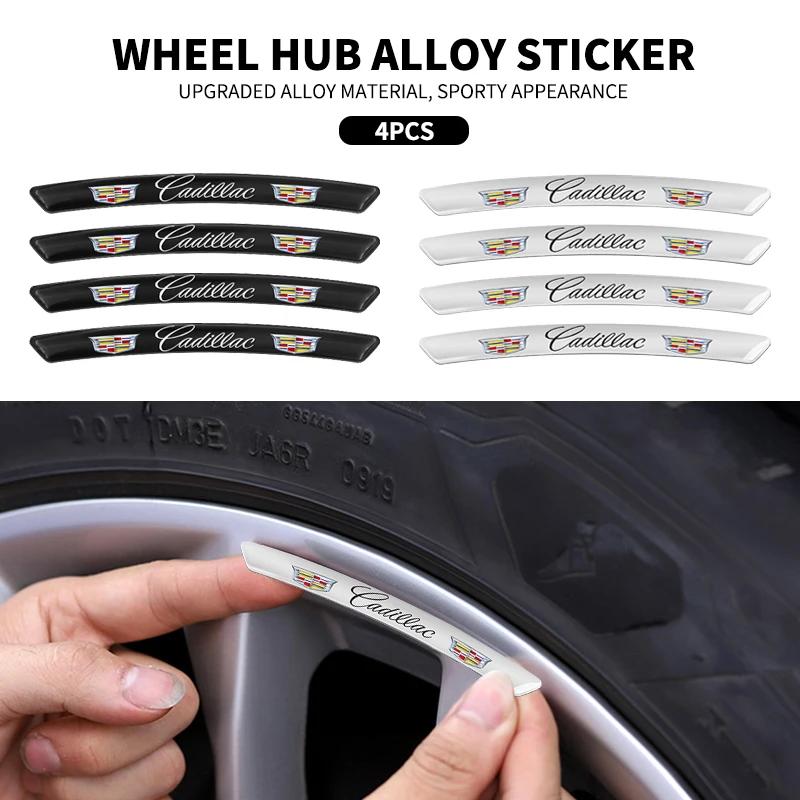 4Pcs Car Wheel Hub Styling Stickers Decoration Strip For Cadillac Emblem ESCALADE ATS BLS CT4 CT6 SRX STS XT4 XT5 SLR XT6 XTS