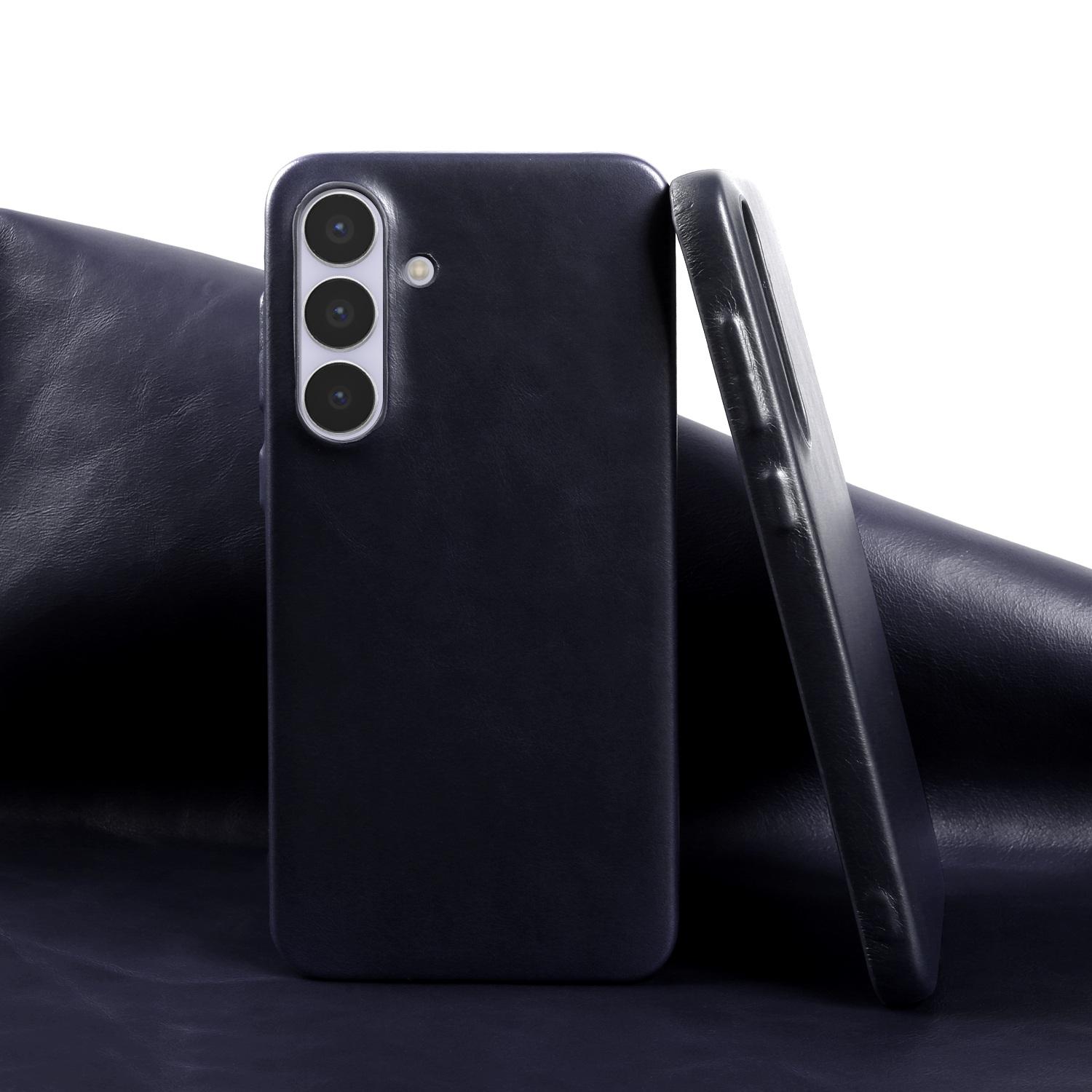 Coque arrière en cuir véritable premium pour Samsung Galaxy S25FE S26 S25Ultra S24 S23 S22 Étuis de téléphone de protection entièrement recouverts Business Genuine Leather&Galaxy S26 FE