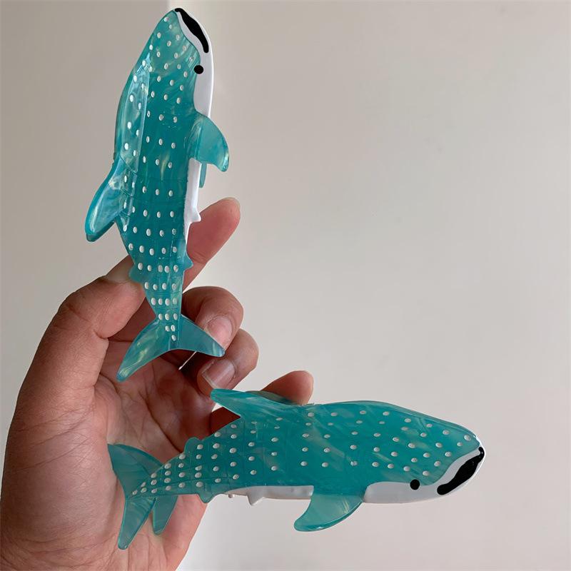 DuoShang Cute Ocean Series Spotted Shark Acetate Hair Claw Light Luxury Claw Clip Crab Hair Clip for Women Girl Hair Accessories