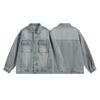 Men Denim Jacket 2025 Men Ripped Hole Single Breasted Coats Man Spliced Outerwear Jackets Pockets Casual Loose Washed Distressed Jackets