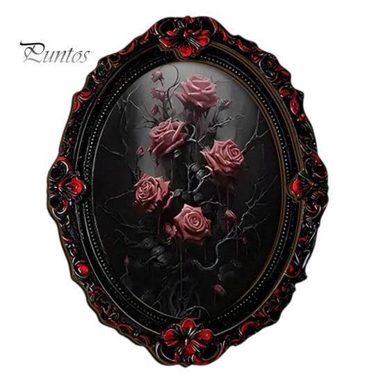 Vintage Oval Photo Frame Decor Halloween Gothic Refrigerator Magnet, Retro Fridge Magnets, Distressed Soft Magnetic Ghost Theme Stickers Dark