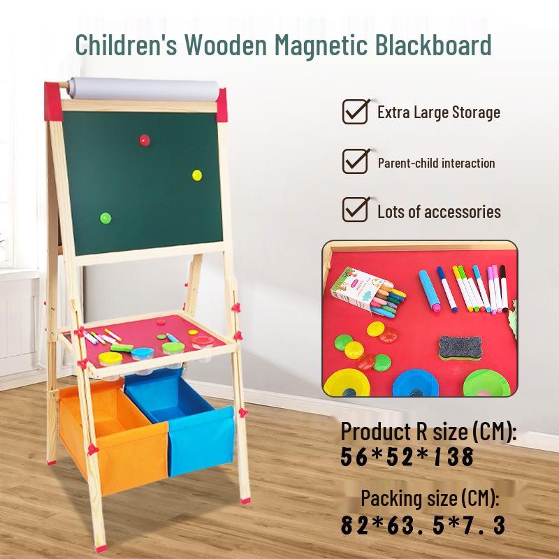 Adjustable Double-Sided Magnetic Drawing Board & Blackboard for Kids - Freestanding, Home Use, Ideal for Primary Students
