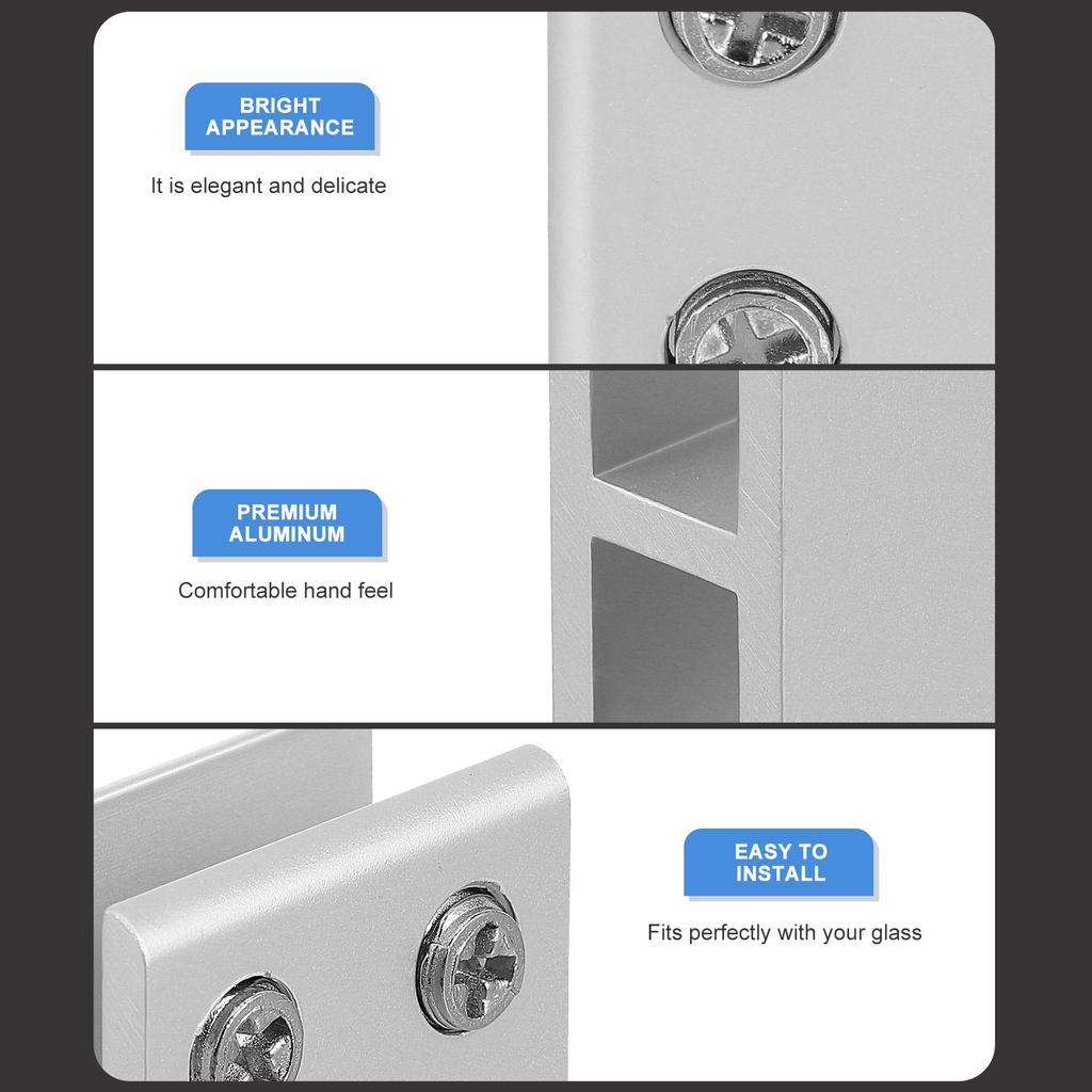 4Pcs Aluminium Alloy Glass Shelf Brackets 10-12Mm Glass Clamp Sturdy Rustproof Holder Adjustable Panel Fixing Clamp 180 Degree
