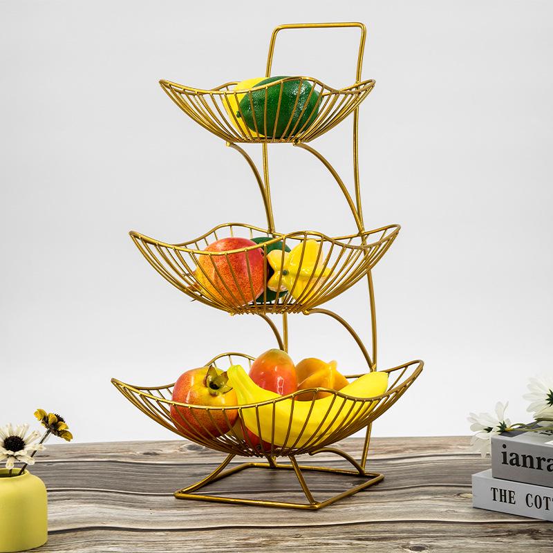 European Style Three-Tier Fruit and Snack Storage Rack for Living Room Coffee Table