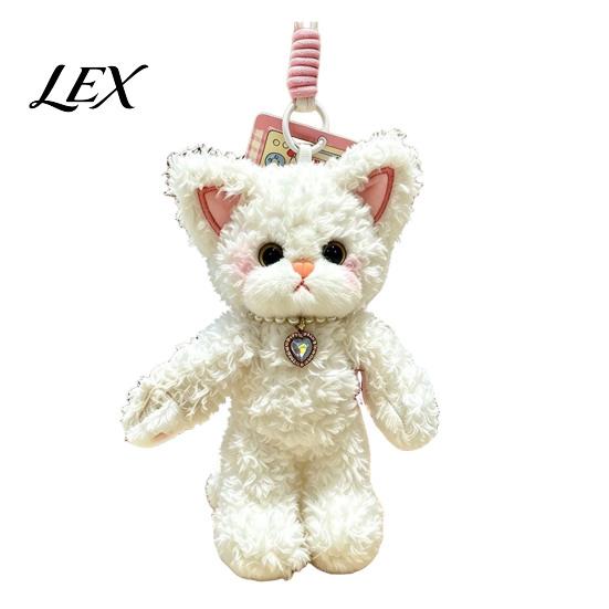 Mini Stuffed Cat Charm Plush Pendant, Cute Fuzzy Curly Kitten Charm, Soft Gift for Lovers Animal Keychain Backpack Fluffy Key Ring