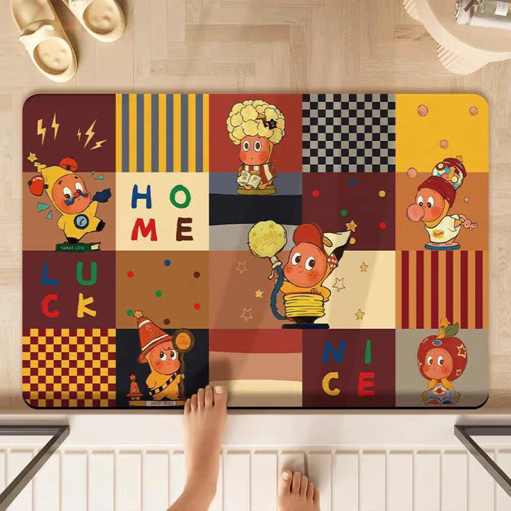 Cartoon Star Man Diatom Mud Bathroom Mat, Hand-Washable, Water Absorbent, Anti-Slip Toilet Door Mat