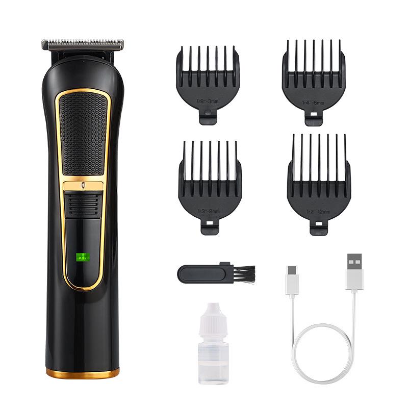 

Pro Electric Hair Clippers with Oil Head Carving, Digital Display, Fast Charging, and Gradient Design for Barbers чорний/золотий