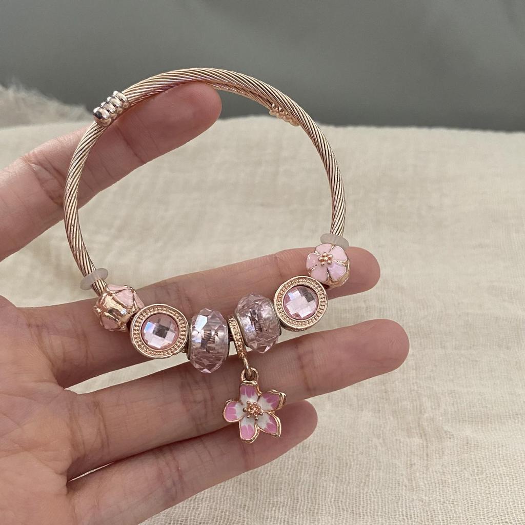 Panjia Dora Women's Stainless Steel Beaded Bracelet - European American Versatile Luxury Jewelry