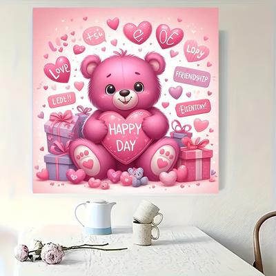 5D Strass-Dekorationsbild, Rosa Bär Diamantmalerei, Hängendes Bild für Heimdekoration, DIY Diamantkunst Stickerei-Set