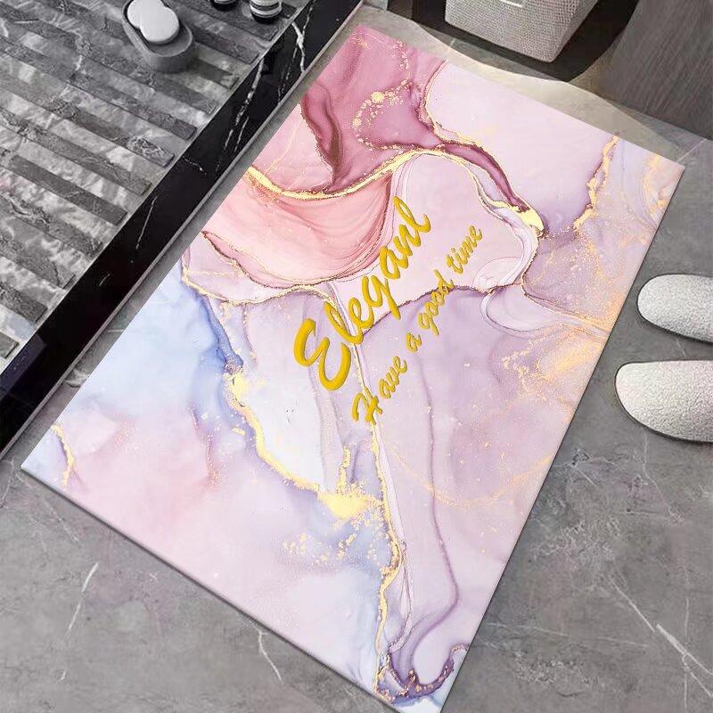 Modern Diatomaceous Earth Bath Mat Machine Made Printed Non Slip Soft Super Absorbent Sustainable Dirt Barrier Quick Dry for