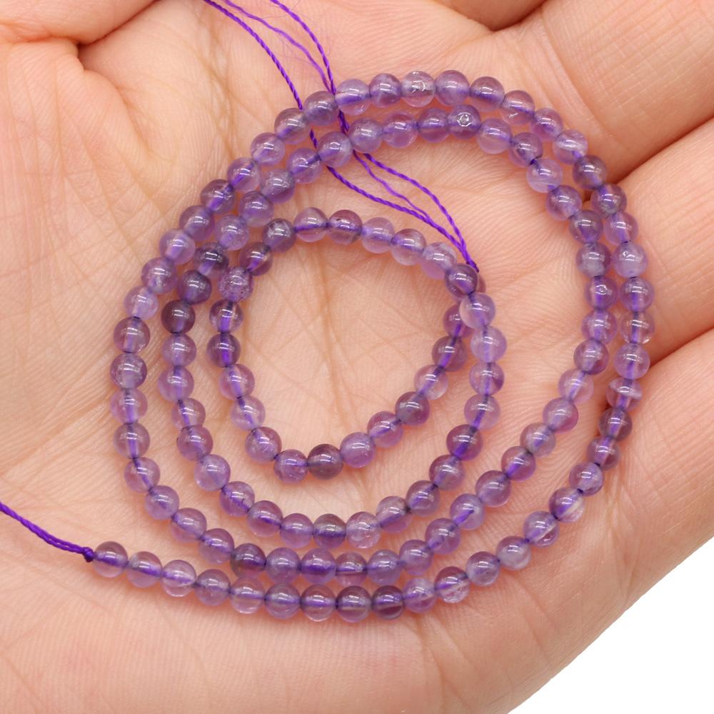 

Бусины из натурального камня аметист 2/3/4/мм круглые гладкие бусины для изготовления ювелирных изделий своими руками серьги браслет ожерелье аксессуар 2mm