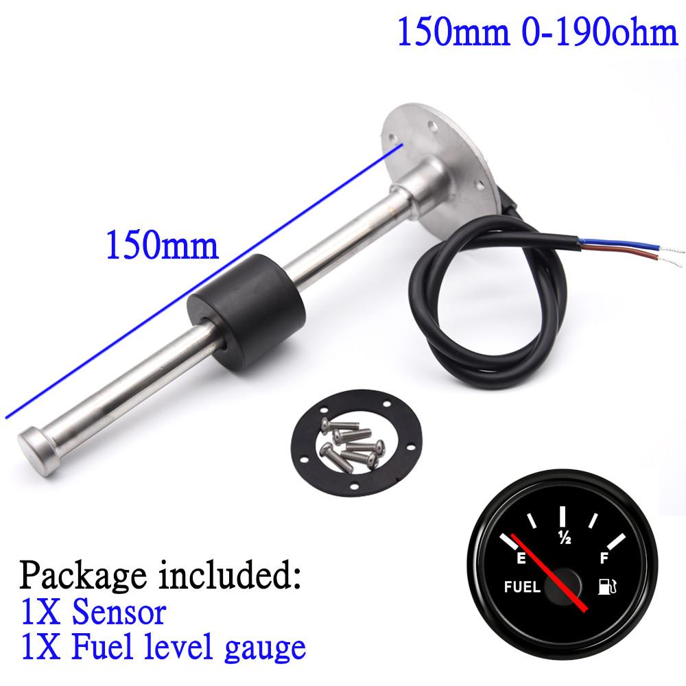 Fuel Sensor 100/125/200/225/275mm 0-190ohm Marine Digital Fuel Gauge with Sensor Fit Car Truck Boat Yacht Fuel Sender Unit 9-32V