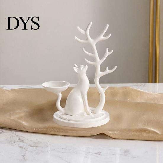 Bedroom Dresser Decor Cute Cat Tree Branch Jewelry Organizer, 3D Printed Earring Bracelet Hair Decorative Trinket Tray Tie Storage Holder, Display