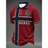 Gedenkstil Norwegisches Poloshirt mit 3D-Druck, Modisch, Atmungsaktiv, Schnelltrocknend und Schweißabsorbierend