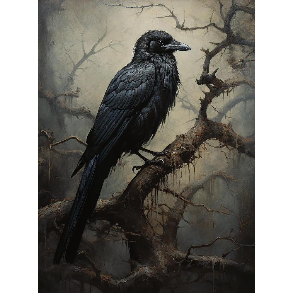Terror Dark Blackbirds Oil Posters Classic Crow Halloween Prints Gothic Canvas Painting Wall Art Pictures Home Living Room Decor
