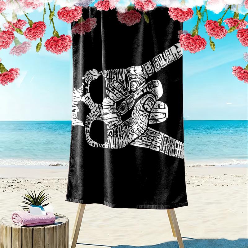 Rock hand sign Hippie music 2D Flat Print Beach Towel, Large Soft Quick Dry Towel for Beach Camping SwimmingZSTJ0915424