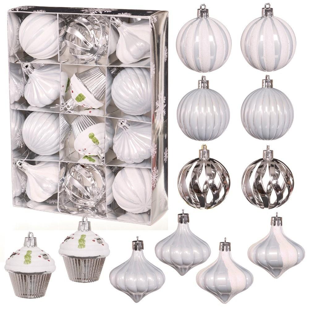 

12Pcs/Box 6CM Christmas Hanging Balls Shatterproof Electroplated Painted Christmas Ball Set Plastic Christmas Hanging Ornament 1.5cm серебряный