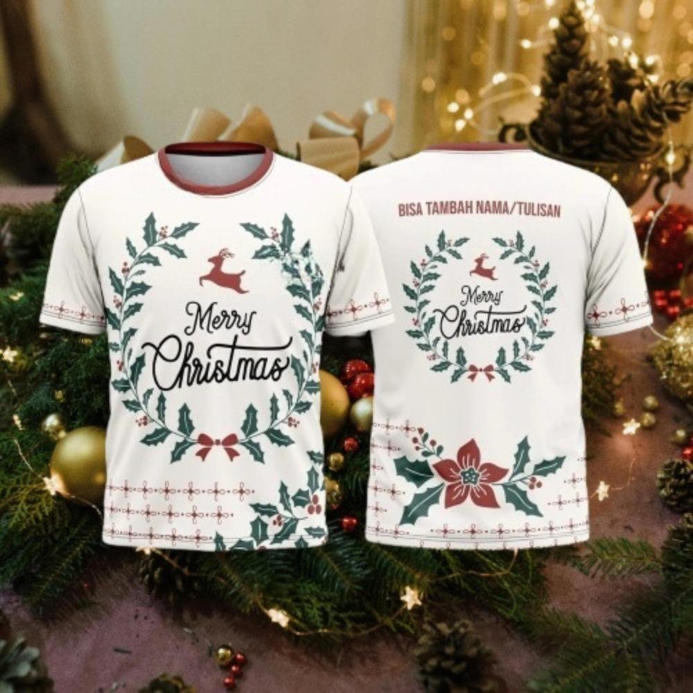 2025 Merry Christmas T-shirt Fully Sublimation Ultra fine Fiber Christmas Family T-shirt New Design Jersey