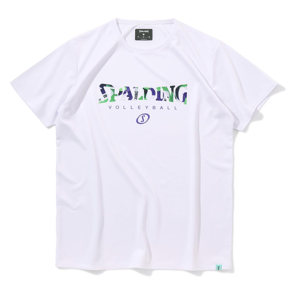 

Spalding Volleyball T-Shirt with Ball Print and Logo, White, Size M (SMT24021V)