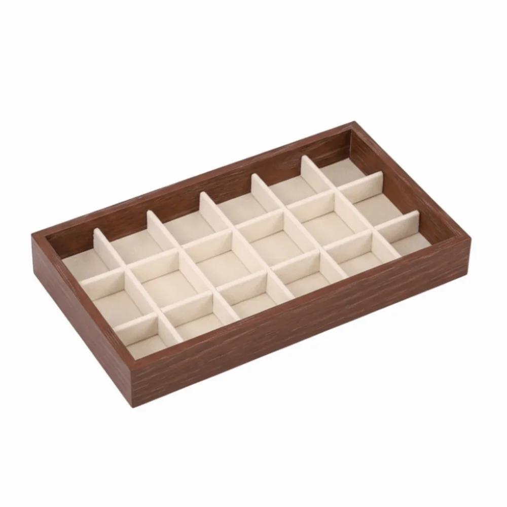 

23X13X3CM Jewelry Tray Velvet Surface Flannel Lining Jewelry Storage Box Exquisite Design Wooden Material Display Tray