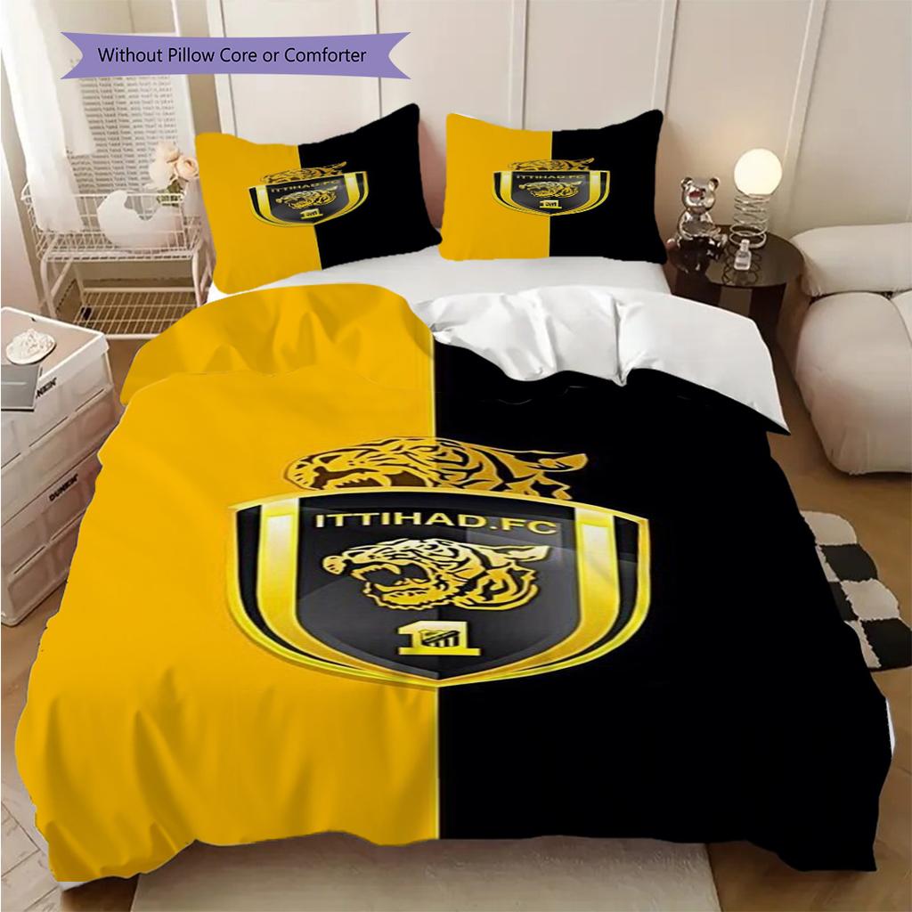 Bold Tiger Emblem Shines Bright Three-piece Set (1 * Duvet Cover + 2 * Pillowcase, Without Core) 2D Flat Christmas Birthday Gift Bedding Set