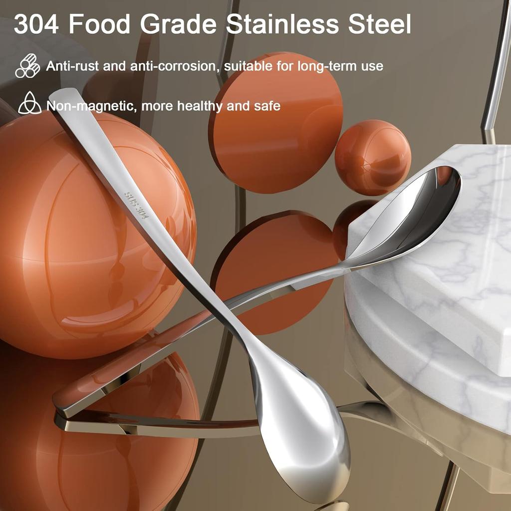 Coffee Spoons,4-Piece GLAMFIELDS Teaspoons with a Long Handle, 6.1"Demitasse Espresso Spoons Set Food Grade Stainless Steel Small Serving Spoons for