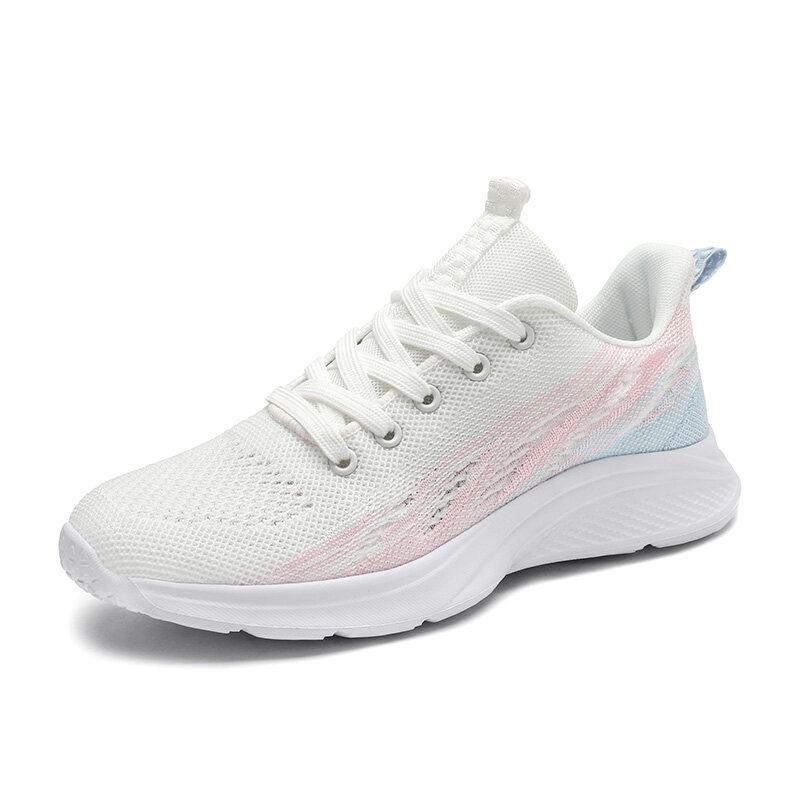 Women Breathable Mesh Sneakers Fashion Colorful Casual Sports Shoes Ladies Light Knitted Running Shoes Elastic Non Slip Sole