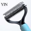 Undercoat Grooming Tool Double-Sided Pet Detangling Rake, Dog Rake with Rounded Blades, Non Slip Comb Shedding Brush for Long Hair Dogs, Cats