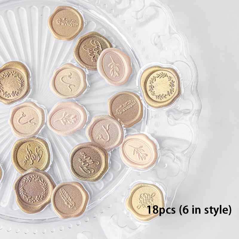 

18 шт./пакет винтажная наклейка восковая печать наклейка для самостоятельного декоративного скрапбукинга свадебный конверт конфетный цвет наклейка для студента золотой
