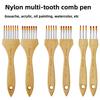 Multi-tooth Pen Comb Multifunctional Watercolor Acrylic Gouache Wood Handle Flat Peak Artist Paint Brush