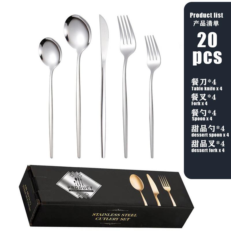 Stainless Steel Tableware Set, Steak Knife, Fork and Spoon 20/30 Piece Set, Western Food Knife, Fork and Spoon Gift Box.
