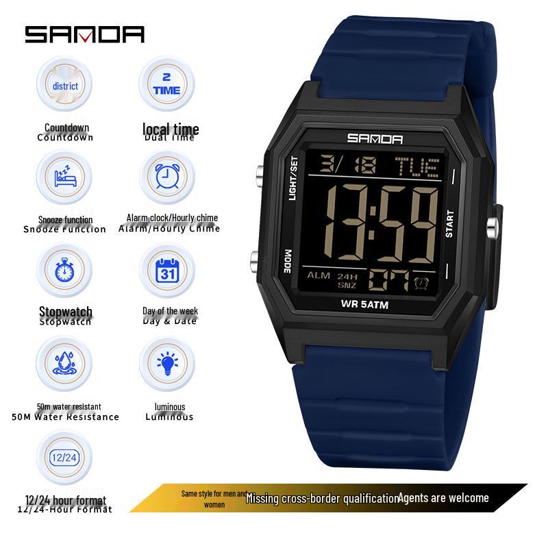 Sanda Waterproof Multifunctional Sports Watch for Teenagers and Students