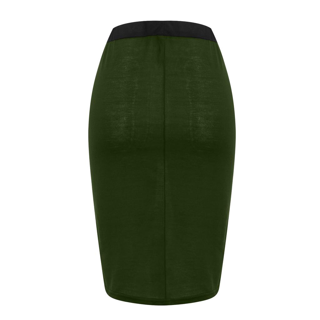Women's Fashion Color Sexy Elastic Waist Hip-wrap Long Skirt