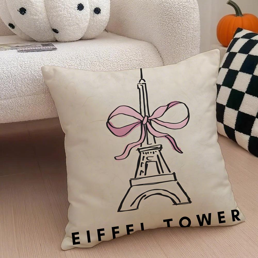 The beautiful scenery France the EEiffel Tower Cushion Cover Throw Pillow Cover Hidden Button Durable Polyester Chair Cushion