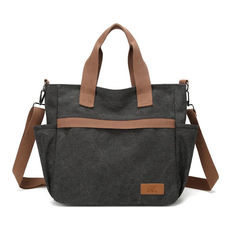 Women's Large Capacity Tote Bag Retro Student Crossbody Bag Canvas Shoulder Bag