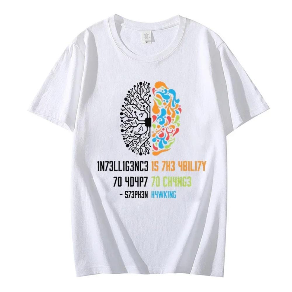 

Одежда для мужчин Футболка Интеллект — это способность адаптироваться к изменениям Научная футболка Подарок Женщинам Мужчинам Классические футболки для мужчин XXXXXL белый