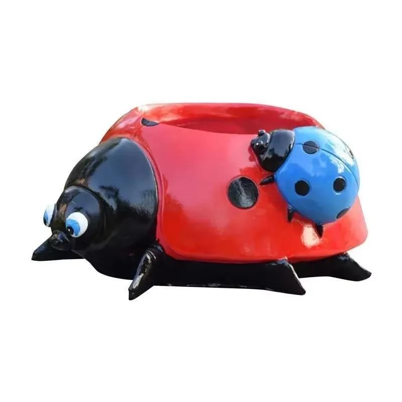 Garden Decoration Creative Fashion Crafts Roof Balcony Beetle Courtyard Lawn Beetle Seven Star Ladybug Flower Pot Resin Decor