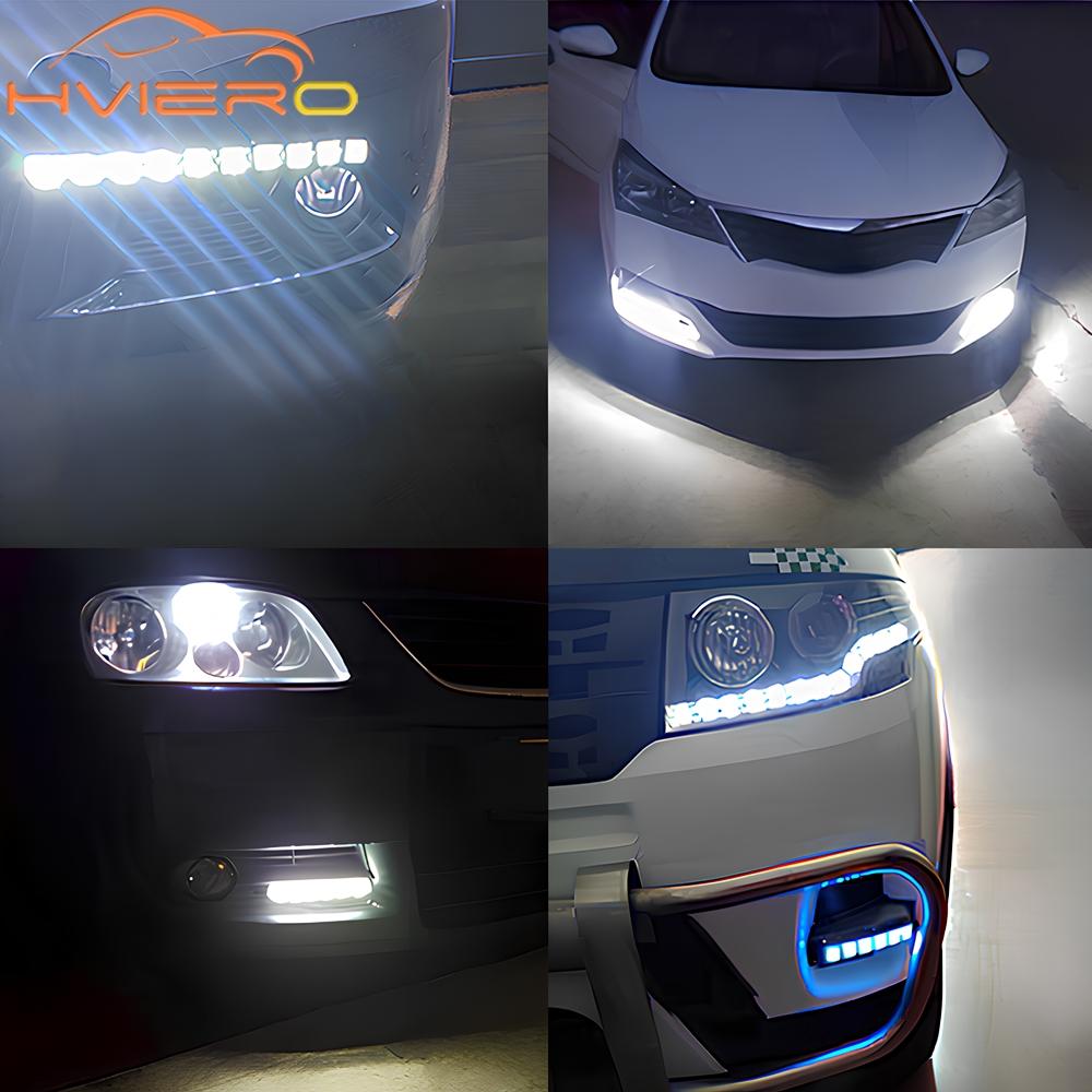1PCS DRL COB White Flexibles Fog Lights Day Times Running Auto Head Lamp Waterproof 10w Bright Led Car Styling Gluttonous Snake