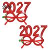 Lightweight Decorative Frames 2 Pcs 2027 New Year Eyeglasses, Plastic Glitter Number Glass Frame, Christmas Party Accessories Shiny Unisex Headband