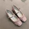 Women's Ballet Shoes 2025 Autumn New Bow Knot Buckle Strap Mary Jane Shoes Luxury Outdoor Non Slip Party Chunky Heels