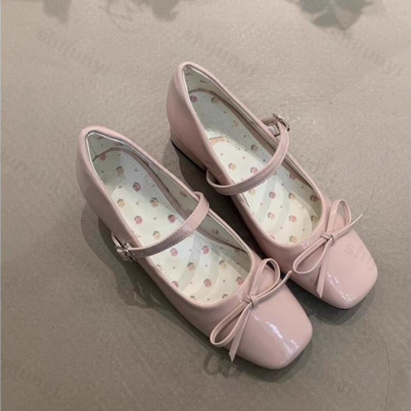 Women's Ballet Shoes 2025 Autumn New Bow Knot Buckle Strap Mary Jane Shoes Luxury Outdoor Non Slip Party Chunky Heels
