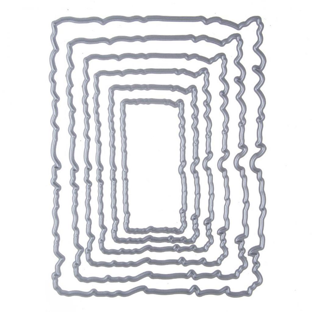 6Pcs/Set Torn Rectangle Frame Metal Cutting Die for DIY Scrapbooking Photo Album