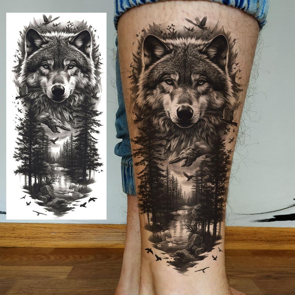1 Sheet Realistic 3D Zeus Lion Warrior Temporary Tattoos For Men Women Adults, Long Lasting Waterproof Temp Fake Tattoo Stickers