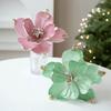 22CM Glitter Accents Flower Floral Decor Eco-Friendly Fabric Reusable Fabric Elegant Simulated Christmas Flowers Holiday Staging