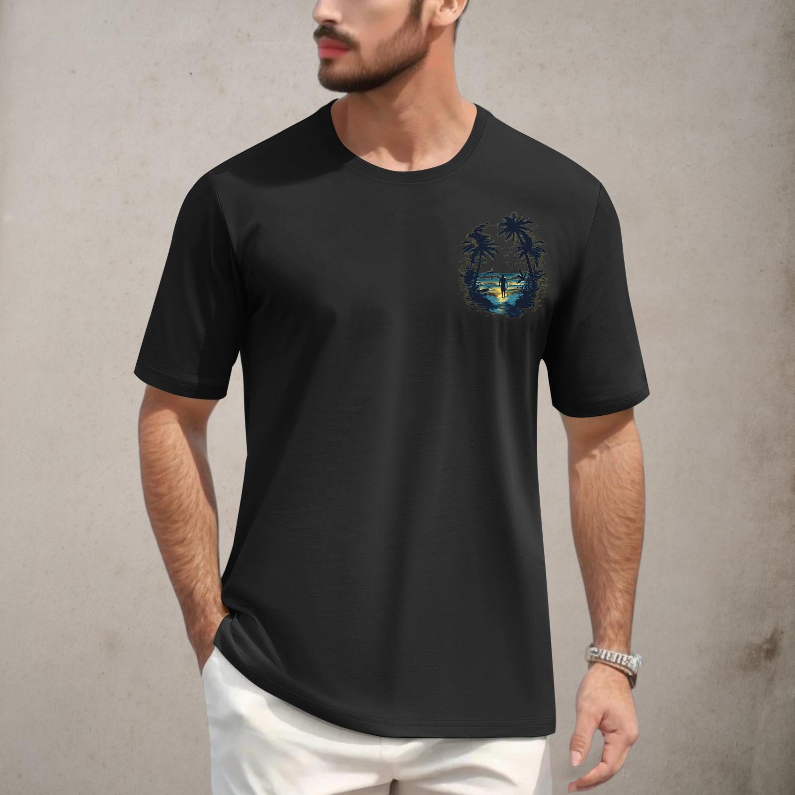 

Мужская повседневная футболка с круглым вырезом и коротким рукавом с принтом L чёрный