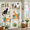 Cute Cats On Shelves With Plants And Butterflies Shower Curtain Waterproof Easy To Clean Privacy Protection Art Design Modern