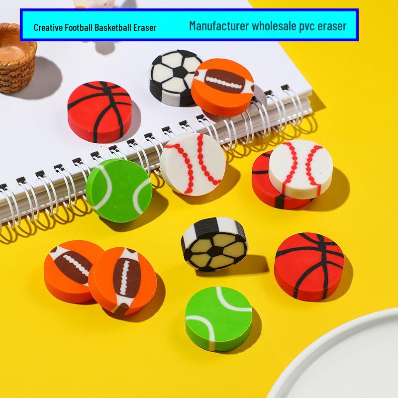 Creative Cartoon Sports Erasers: Football & Basketball Styles for Kids' Stationery