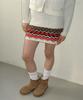 Ronron Heart Nordic Zip Up Skirt Ivory