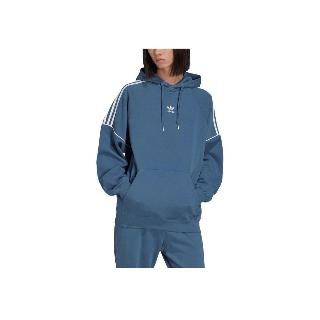 Adidas Originals Rekive Logo Potisk Pruhovaná Ležérní Mikina s Kapucí Pánské Mikiny Modrá HK7311