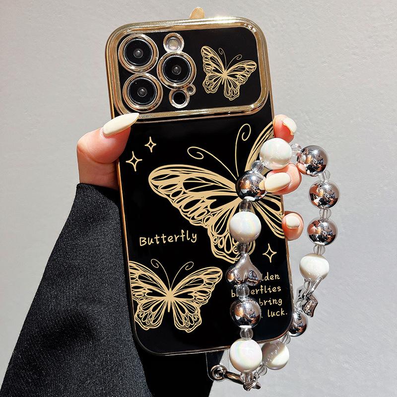 Large Windows for IPhone 15 Mobile Phone Purple Night Butterfly Apple 13 Black Camellia Apple 14 Soft Shell Protection